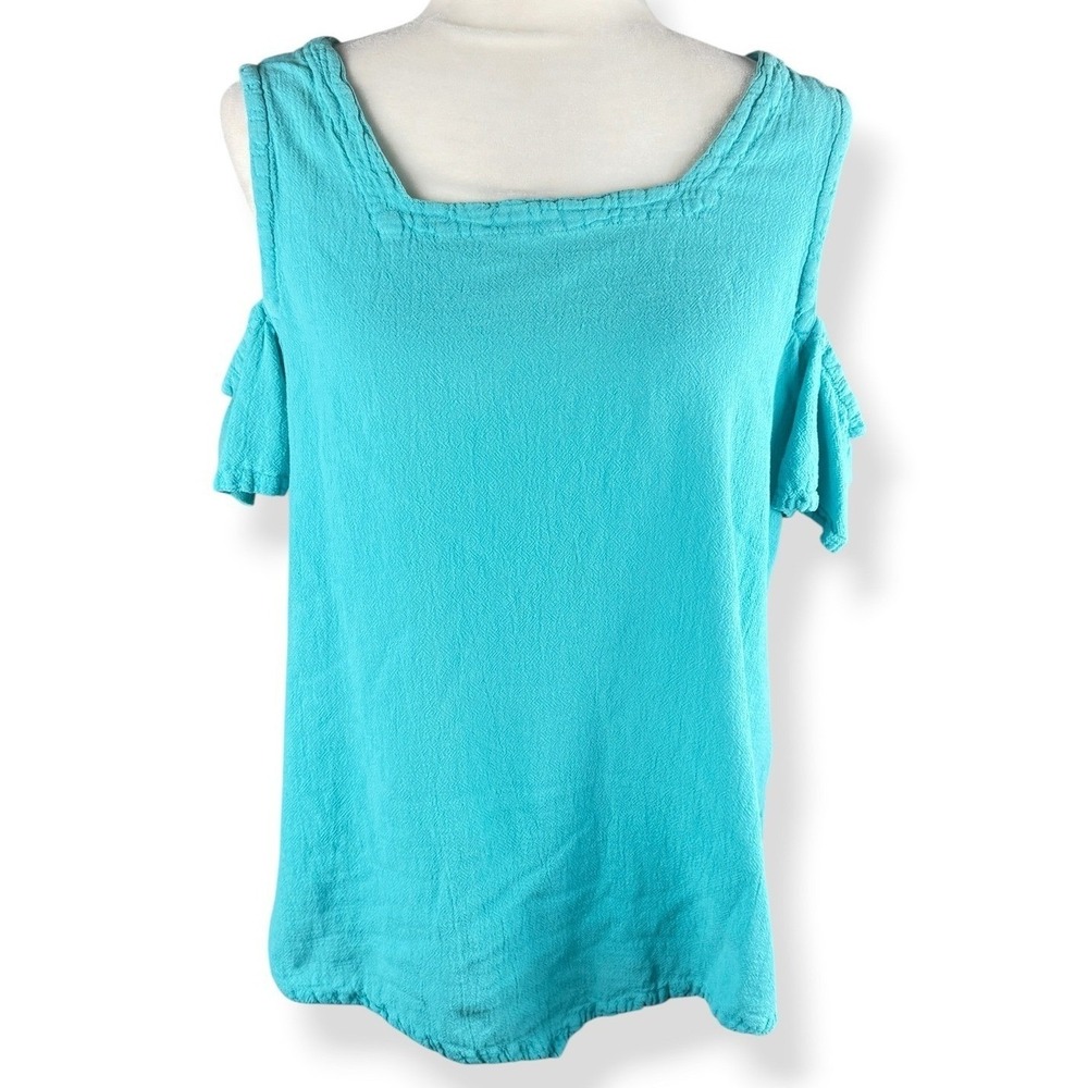 Oh My Gauze Tunic Top‎ Womens Size 2 Large Cold Shoulder Summer Resort Beachy